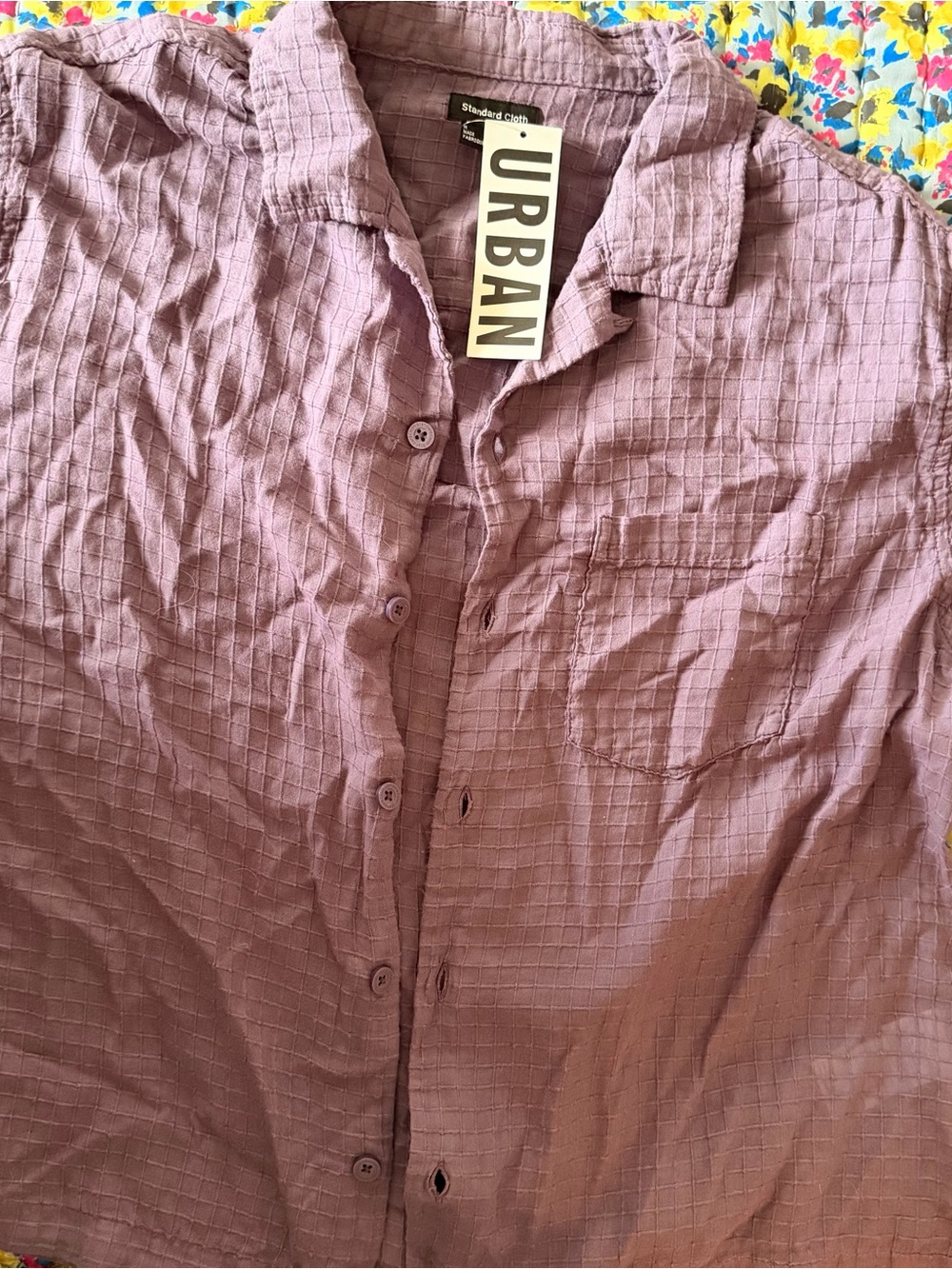Urban Button-Down Shirt in Mauve Grid Texture